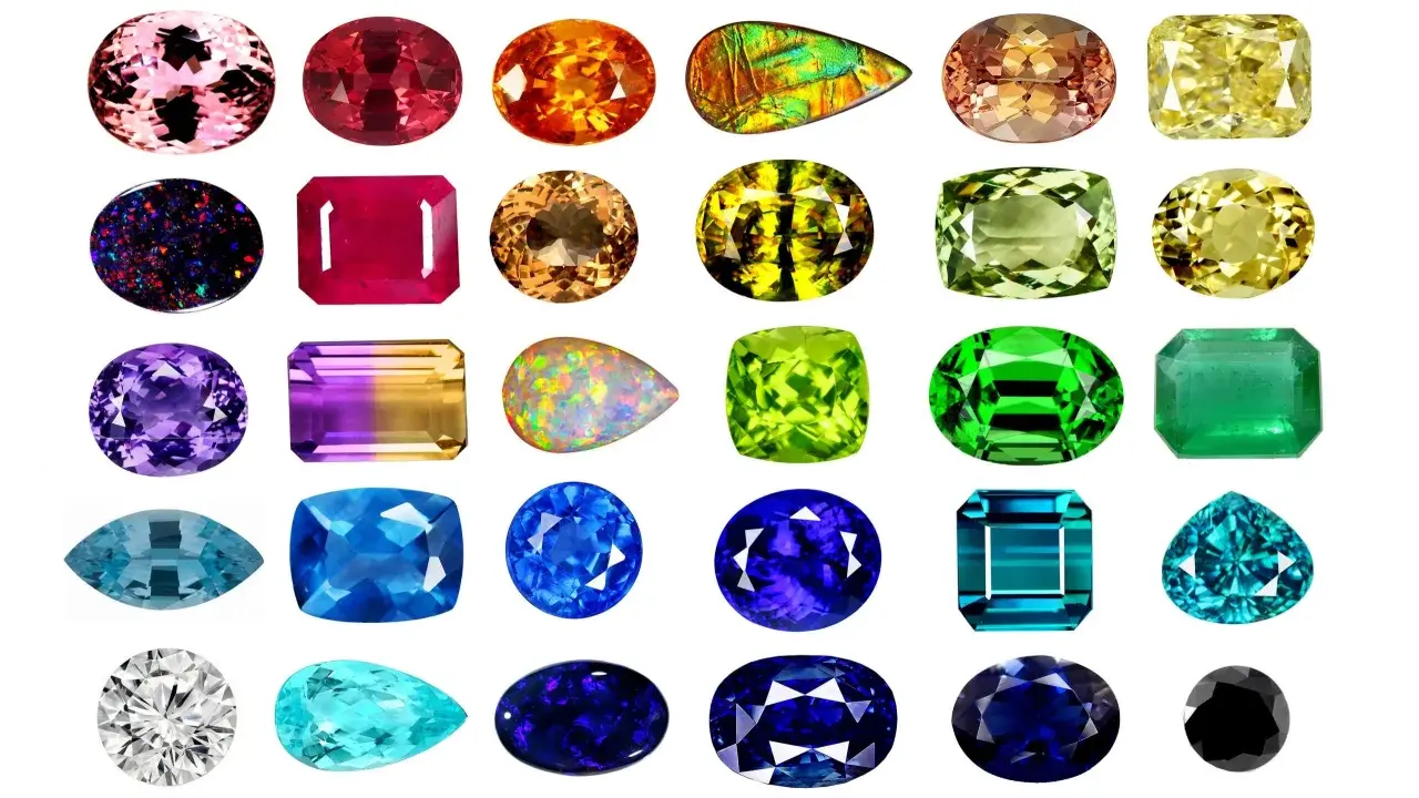 Kolekcja najpiękniejszych kamieni szlachetnych: różowy morganit, rubin, pomarańczowy szafir, ametyst, szmaragd, topaz, diament i wiele innych.