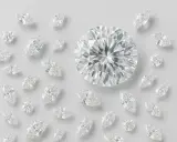 Oto jak wyglądają diamenty: duży, okrągły brylant otoczony mniejszymi diamentami w kształcie markizy i okrągłymi, błyszczącymi kamieniami.