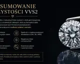 Błyszczący diament VVS2, który jest dowodem, że diament to węgiel poddany ekstremalnej przemianie. Minimalne inkluzje, wysoka wartość i blask.