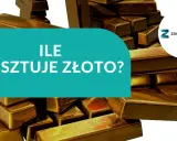 Stos sztabek złota, pytanie "Ile kosztuje złoto?". Sprawdź aktualną złoto próba 900 cenę.