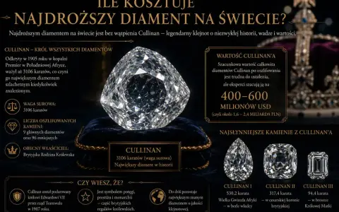 Najdroższy diament na świecie, Cullinan, ważył 3106 karatów. Jego wartość szacuje się na 400-600 milionów USD.