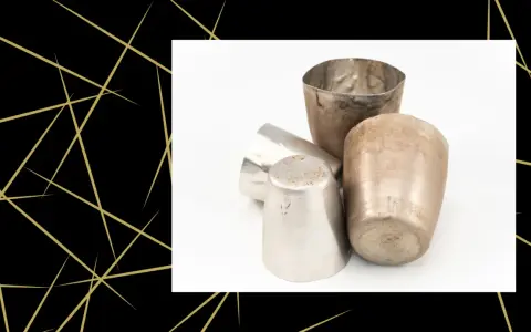Kilka metalowych naczyń, które mogą być użyte do testów, jak sprawdzić czy platyna to platyna.