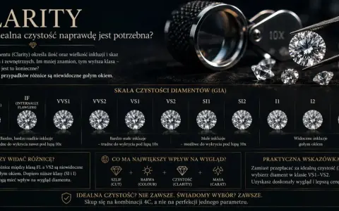 Skala czystości diamentów (Clarity) od FL do I3. Dowiedz się, jak wybrać idealny kamień, zamiast przepłacać za perfekcję.