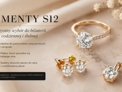 Diamenty SI2 - idealny wybór do biżuterii codziennej i ślubnej. Złoty pierścionek, kolczyki i naszyjnik z kamieniami o naturalnym blasku.