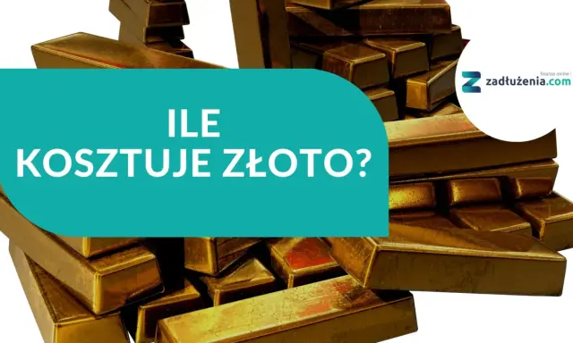 Stos sztabek złota, pytanie "Ile kosztuje złoto?". Sprawdź aktualną złoto próba 900 cenę.
