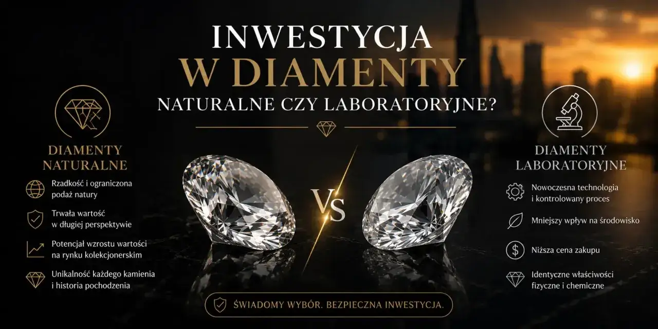 Porównanie diamentów naturalnych i laboratoryjnych – klucz do świadomej inwestycji w diamenty.